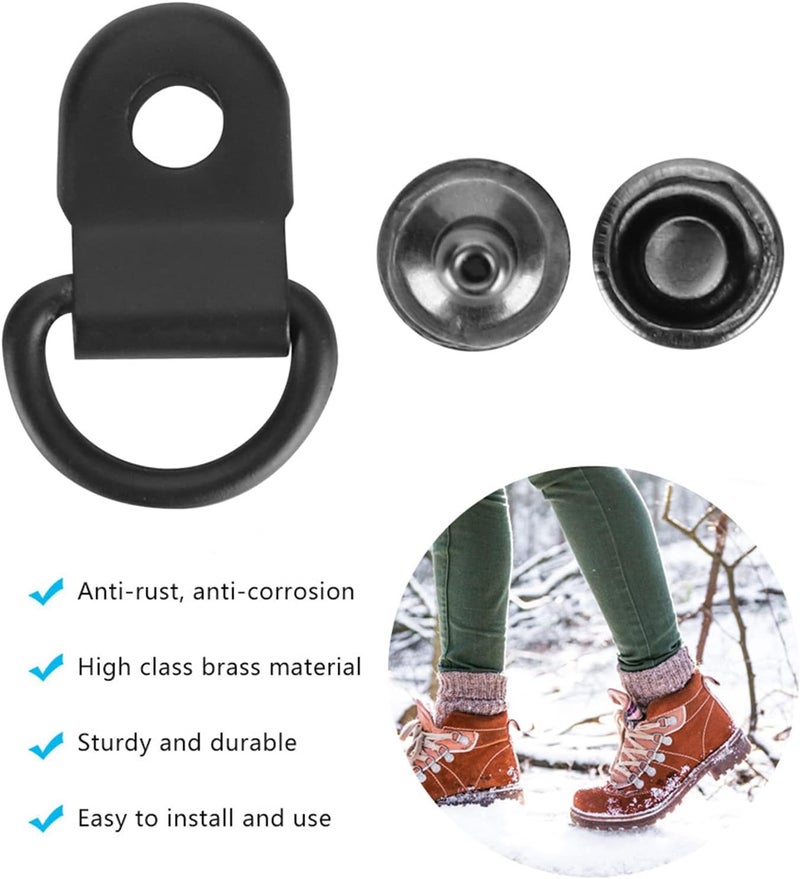 KooingTech 100 Set Shoelace Hooks, 9 * 14mm D Ring Boot Hook Eyelets, Shoe Boot Lace Hooks Buckle for Camping Hiking Mountain Repair Leather Boot Repair Accessories - Image 4